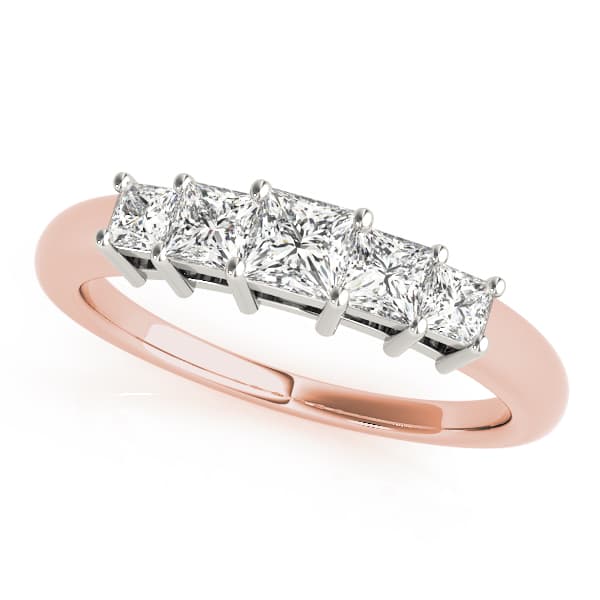 Fancy Shape Princess Wedding Band (0.52 ct. tw.), Front view in rose gold