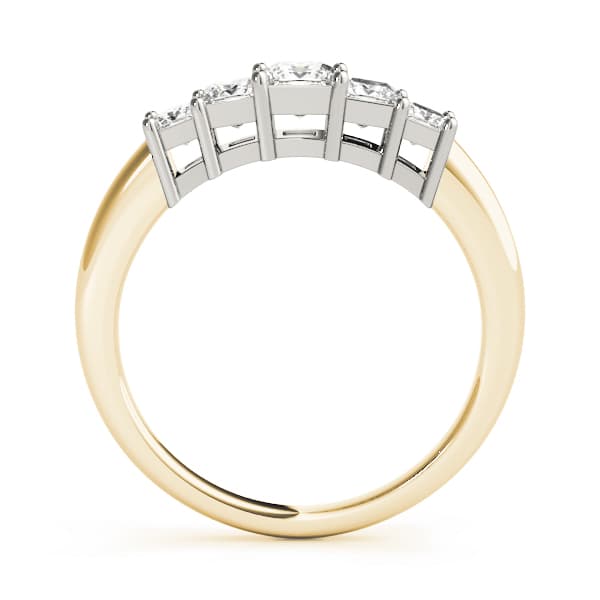 Fancy Shape Princess Wedding Band (0.84 ct. tw.), Side view in yellow gold