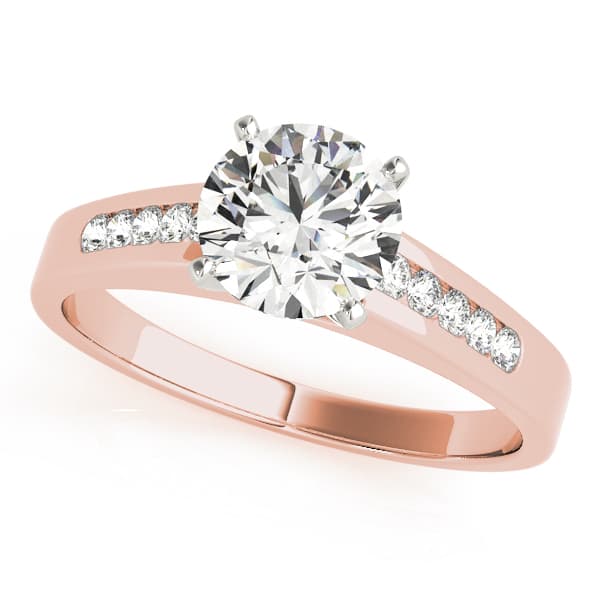 Single Row Channel Set Solitaire Engagement Ring, style 81937, Front view in rose gold