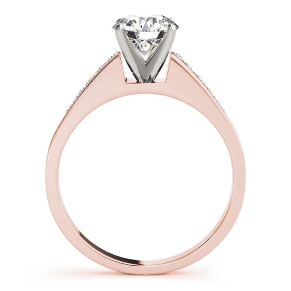 Single Row Channel Set Solitaire Engagement Ring, style 81937, Side view in rose gold