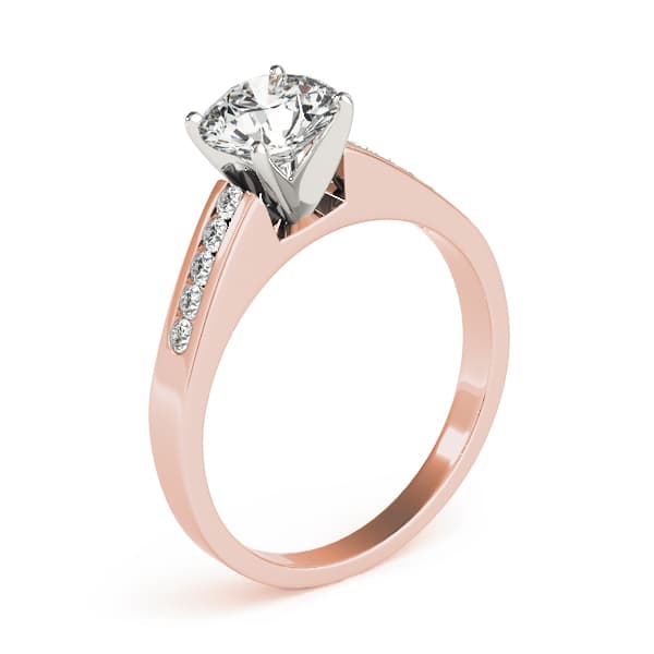 Single Row Channel Set Solitaire Engagement Ring, style 81937, Top view in rose gold