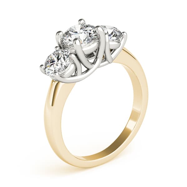 3-Stone Trellis Engagement Ring, style 81978, Angle view in yellow gold