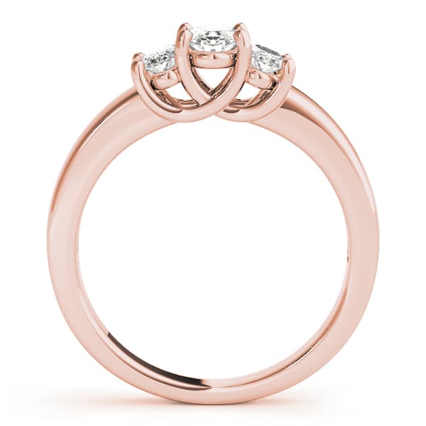 3 Stone Oval Engagement Ring, style 81985, Side view in rose gold