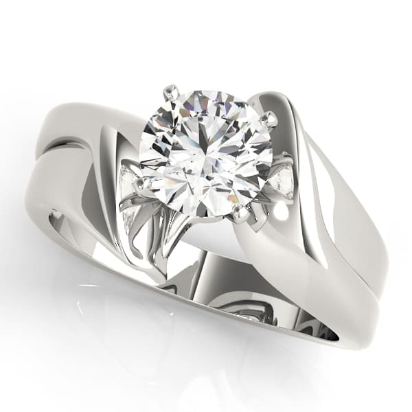 Solitaire Swirl Engagement Ring — style 81992 in 10k White Gold