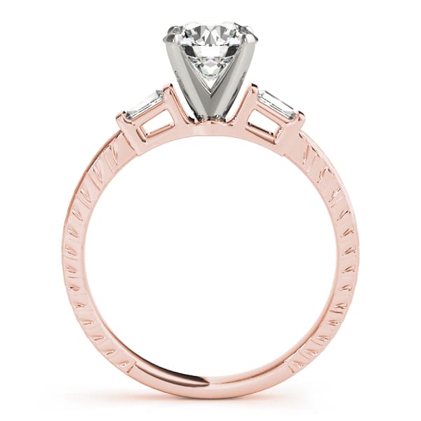3-Stone Side Baguette Engagement Ring, style 82005, Side view in rose gold