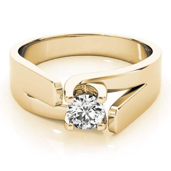 Solitaire Trellis Engagement Ring, style 82024, On hand view in yellow gold