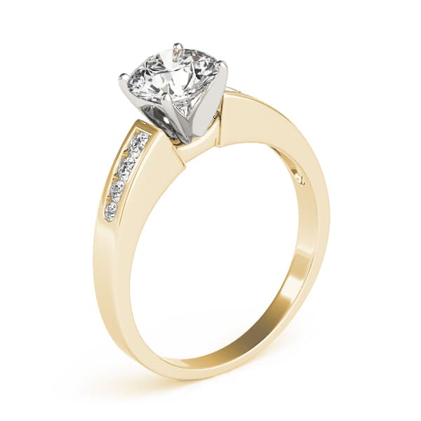 Single Row Channel Set Engagement Ring, style 82048, Top view in yellow gold