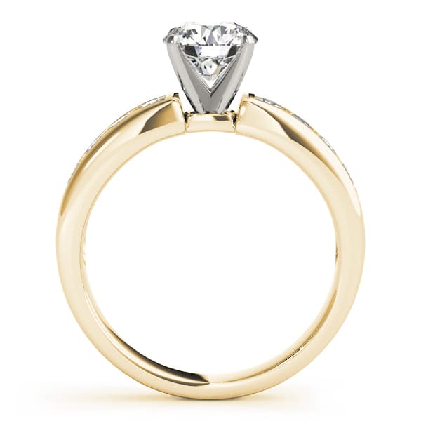 Single Row Channel Set Engagement Ring, style 82050, Side view in yellow gold