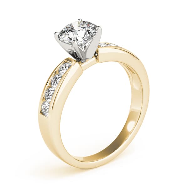 Single Row Channel Set Engagement Ring, style 82050, Top view in yellow gold