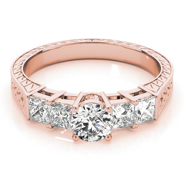 Antique Engagement Ring, style 82081, On hand view in rose gold