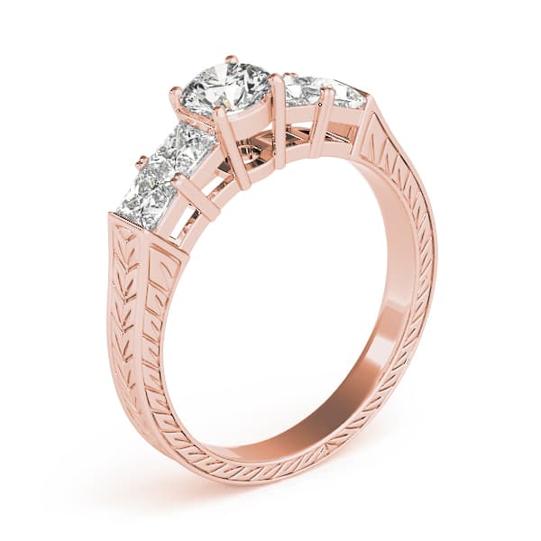 Antique Engagement Ring, style 82081, Top view in rose gold