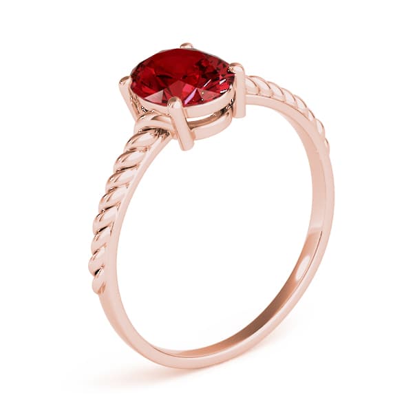 Oval Gemstone Ring, Angle view in rose gold