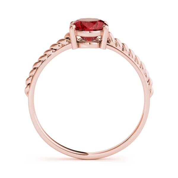 Oval Gemstone Ring, Side view in rose gold