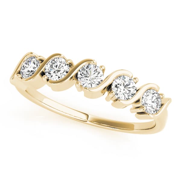 S-Shape Wedding Band (1/2 ct. tw.), Front view in yellow gold