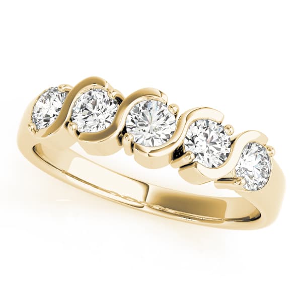 S-Shape Wedding Band (1/4 ct. tw.), Front view in yellow gold