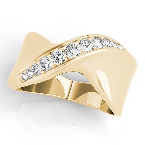 Single Row Swirl Channel Set Fashion Ring (3/8 ct. tw.), Front view in yellow gold