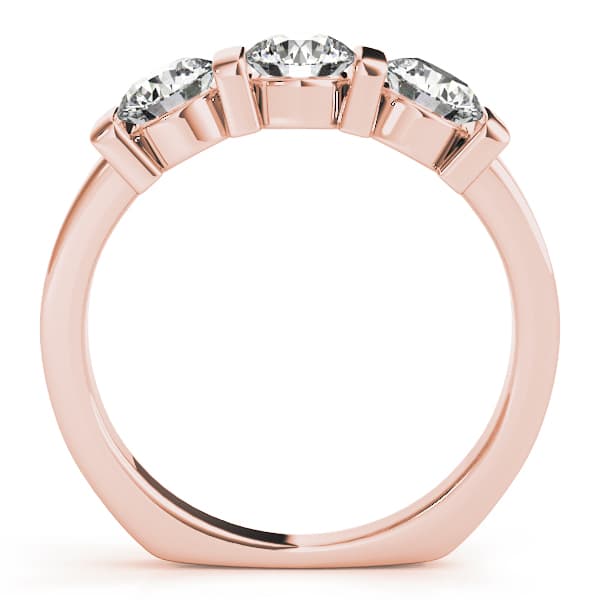 3-Stone Bar Set Round Engagement Ring, style 82337, Side view in rose gold