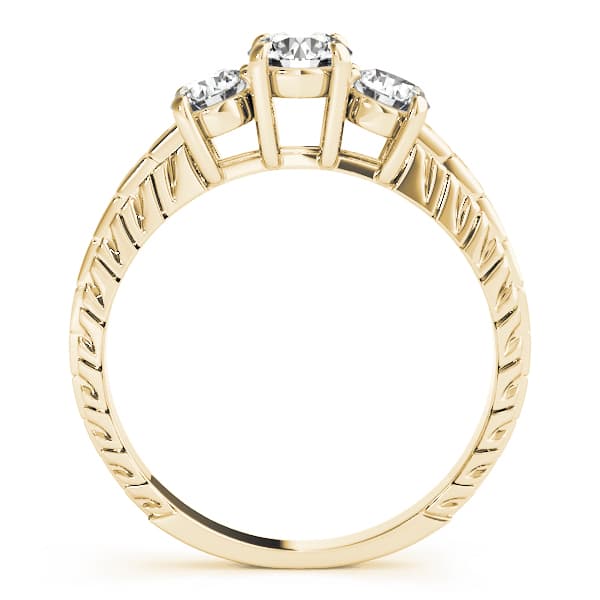 3-Stone Filigree Round Engagement Ring, style 82338, Side view in yellow gold