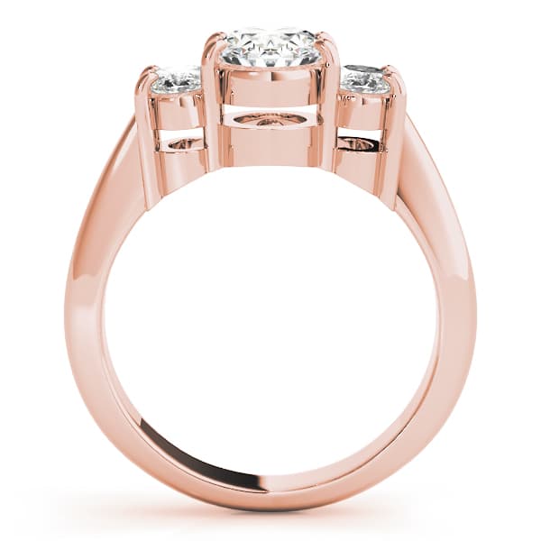 3-Stone Shared Prong Engagement Ring, style 82340, Side view in rose gold