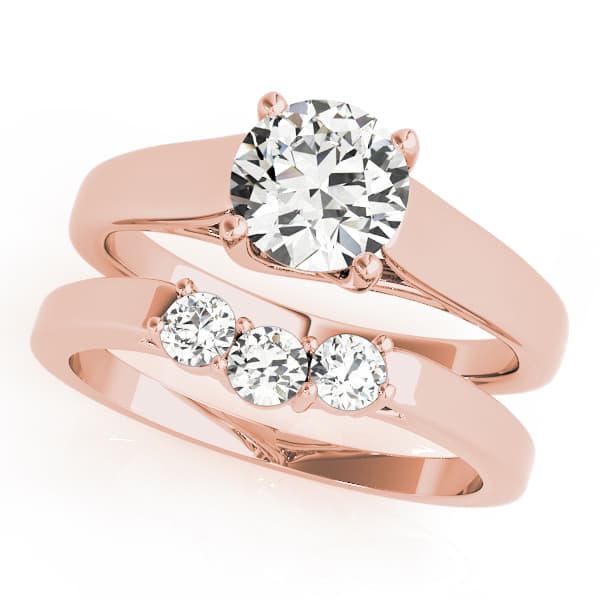 Round Trellis Solitaire Engagement Ring, style 82385, On hand view in rose gold