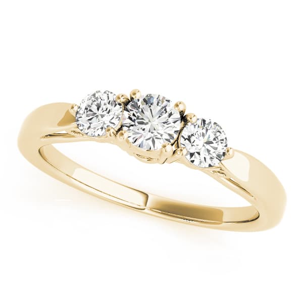 3-Stone Prong Set Engagement Ring, style 82394, Front view in yellow gold
