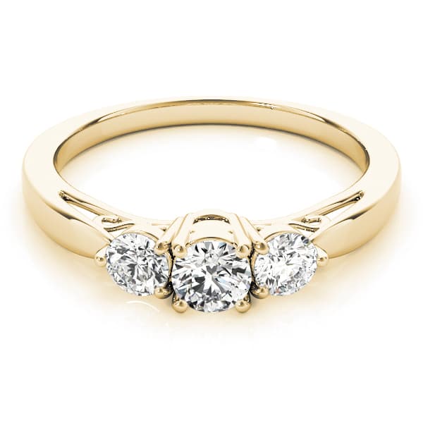 3-Stone Prong Set Engagement Ring, style 82394, On hand view in yellow gold