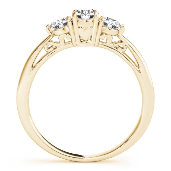 3-Stone Prong Set Engagement Ring, style 82394, Side view in yellow gold