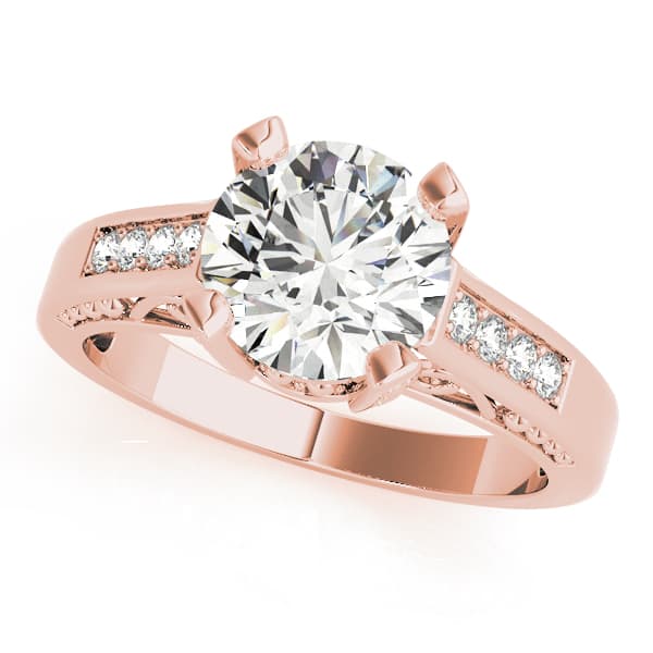 Antique Engagement Ring, style 82495, Front view in rose gold