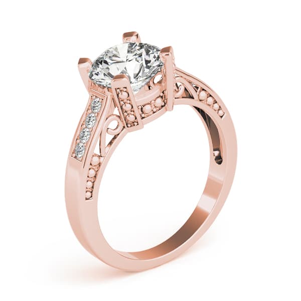 Antique Engagement Ring, style 82495, Top view in rose gold