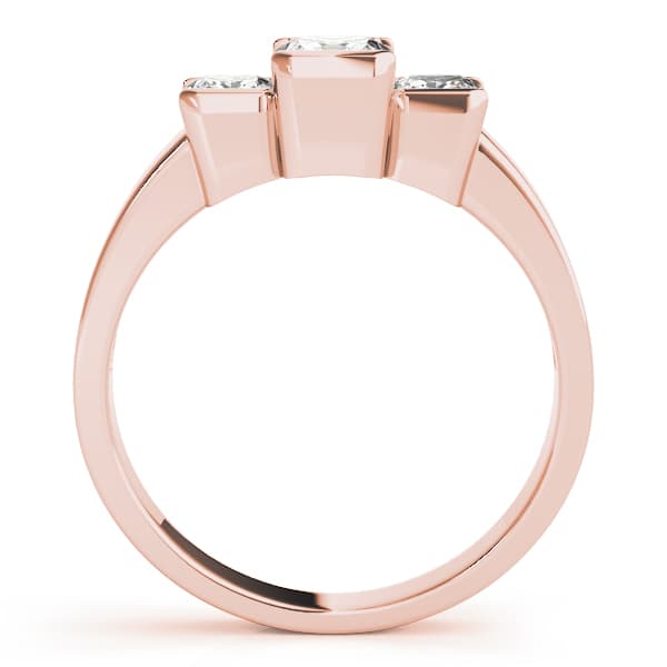 3 Stone Princess Engagement Ring, style 82572, Side view in rose gold