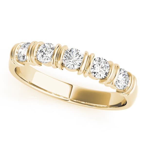 Bar Set Wedding Ring (1/2 ct. tw.), Front view in yellow gold