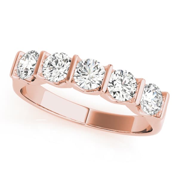 5-Stone Bar Set Wedding Bands (1 ct. tw.), Front view in rose gold