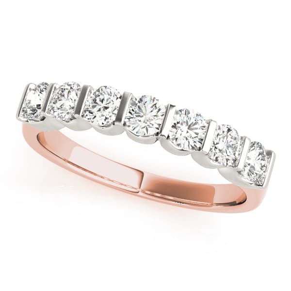 Bar Set Wedding Band (0.98 ct. tw.), Front view in rose gold