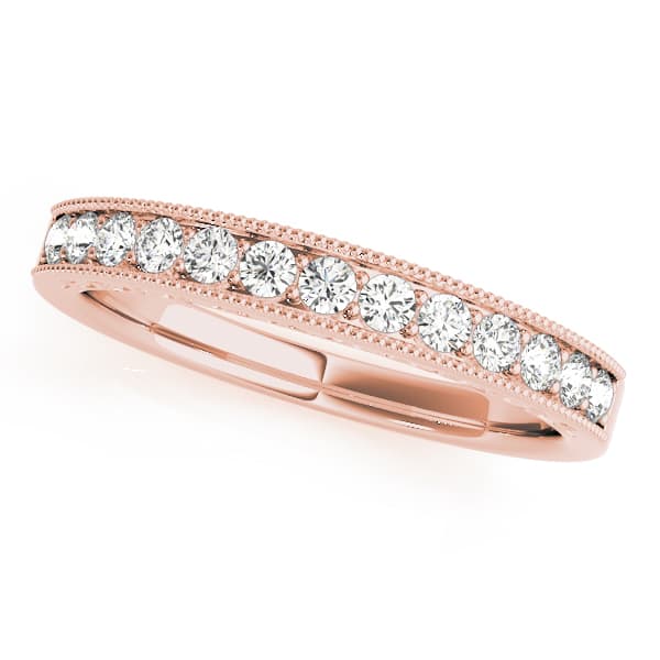 Prong In Channel Milgrain Wedding Band (0.3 ct. tw.), Front view in rose gold