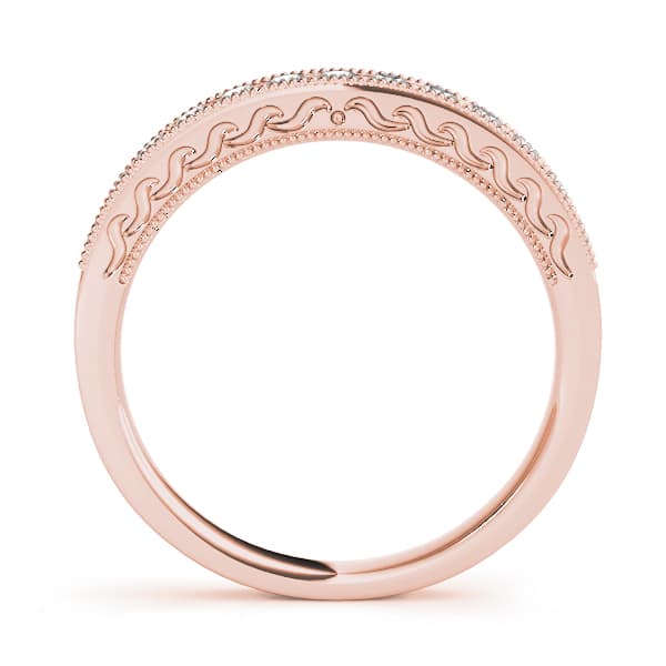 Prong In Channel Milgrain Wedding Band (0.3 ct. tw.), Side view in rose gold