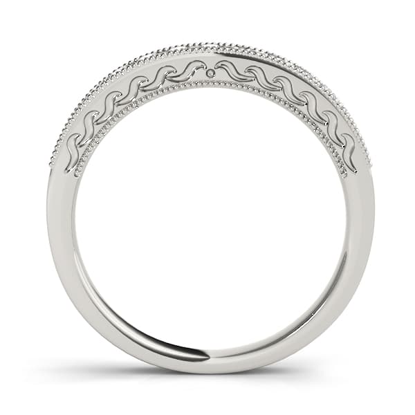 Prong In Channel Milgrain Wedding Band (0.3 ct. tw.), Side view in white gold or platinum