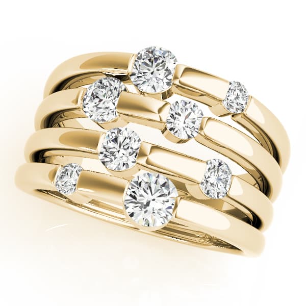 Multi-Row Split Shank Fashion Rings (1/2 ct. tw.), Front view in yellow gold