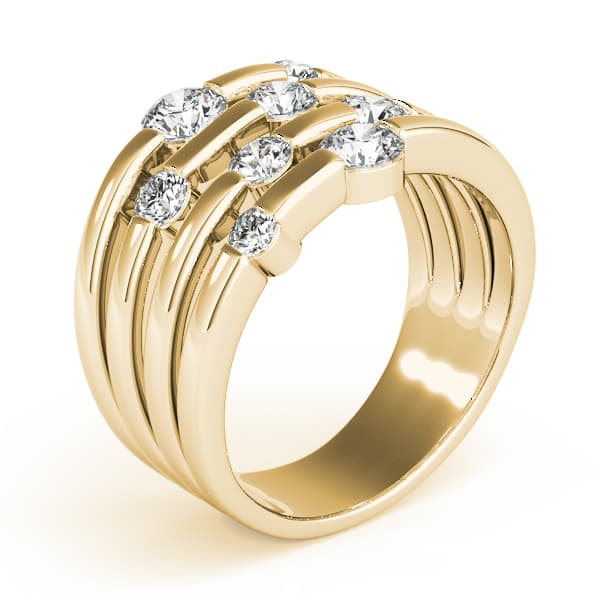 Multi-Row Split Shank Fashion Rings (1/2 ct. tw.), Angle view in yellow gold