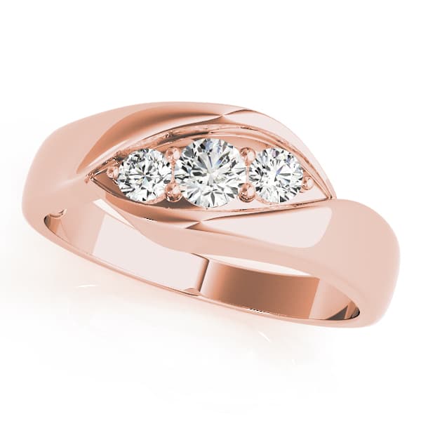 3 Stone Round Engagement Ring, style 82741, Front view in rose gold