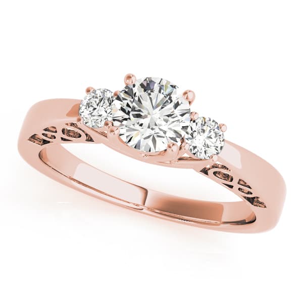 3 Stone Round Engagement Ring, style 82743, Front view in rose gold