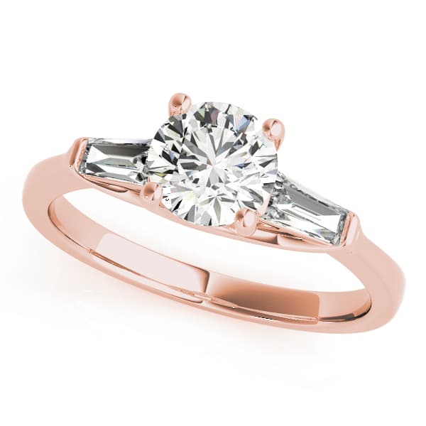 Fancy Shape Baguette Trellis Engagement Ring, style 82753, Front view in rose gold