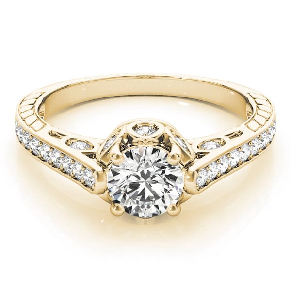 Antique Engagement Ring, style 82755, On hand view in yellow gold