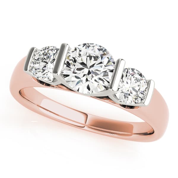 3-Stone Round Engagement Ring, style 82759, Front view in rose gold