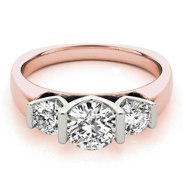 3-Stone Round Engagement Ring, style 82759, On hand view in rose gold