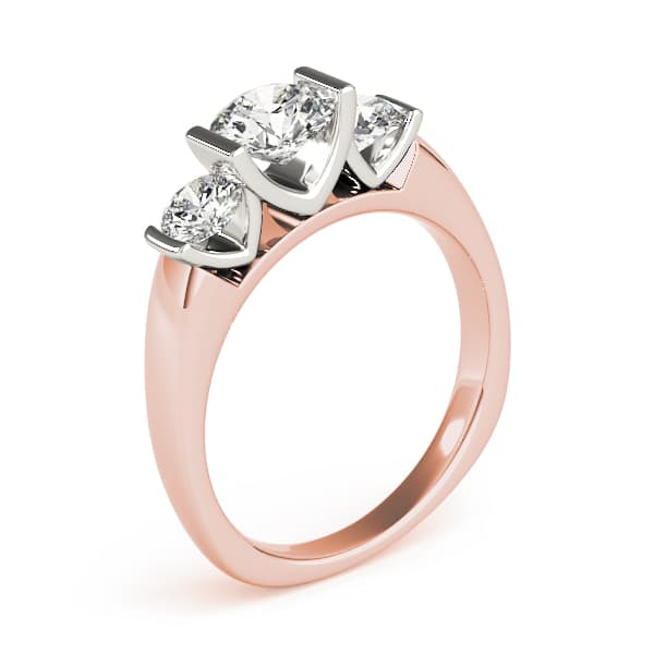 3-Stone Round Engagement Ring, style 82759, Top view in rose gold