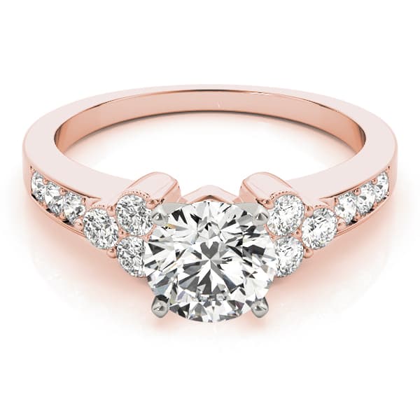 Single Row Cluster Sides Engagement Ring, style 82773, On hand view in rose gold