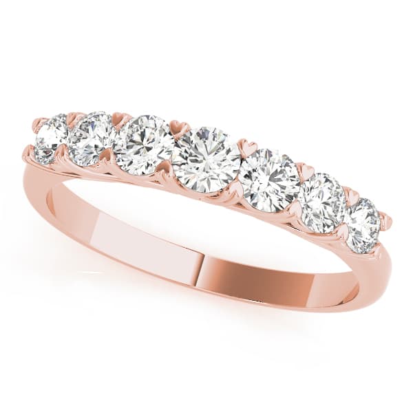 Prong Set Wedding Band (3/4 ct. tw.), Front view in rose gold