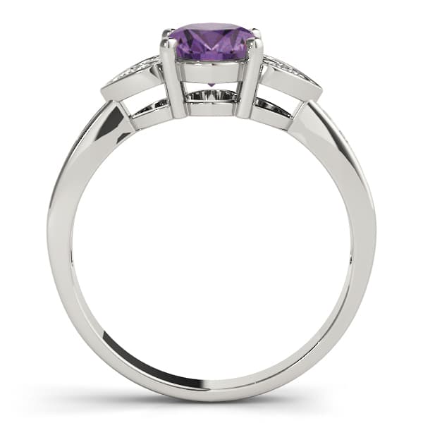Oval Gemstone Ring (0.27 ct. tw.), Side view in white gold or platinum