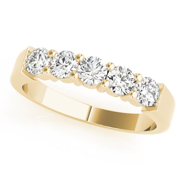 Shared Prong Wedding Band (1/2 ct. tw.), Front view in yellow gold