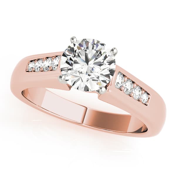 Single Row Channel Set Engagement Ring, style 82831, Front view in rose gold